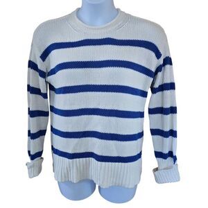 Lane Bryant Womens Striped Sweater L/XL Cotton Blend Blue & White
